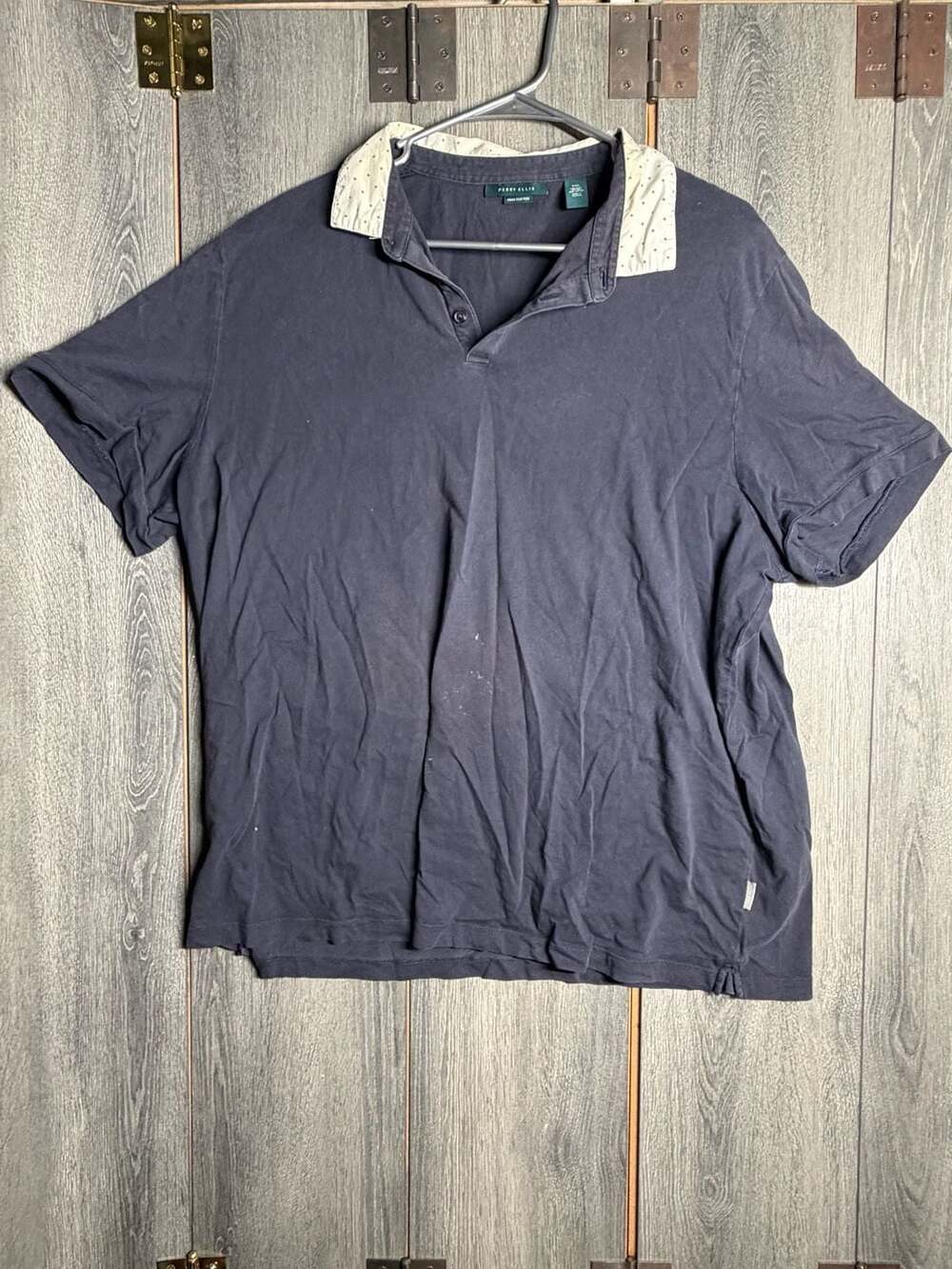 Perry Ellis Polo Shirt Size XXL Navy Blue Cotton